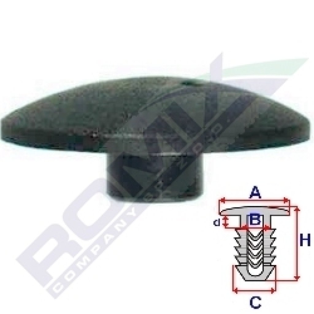 Příchytka koberce A-30,7; B-9,7; C-9,7; H-13,2mm (balení 10ks)