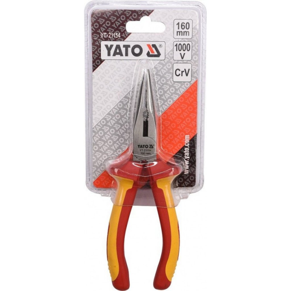 Prodloužené rovné půlkulaté kleště 160mm VDE (1000V) - YT-21154