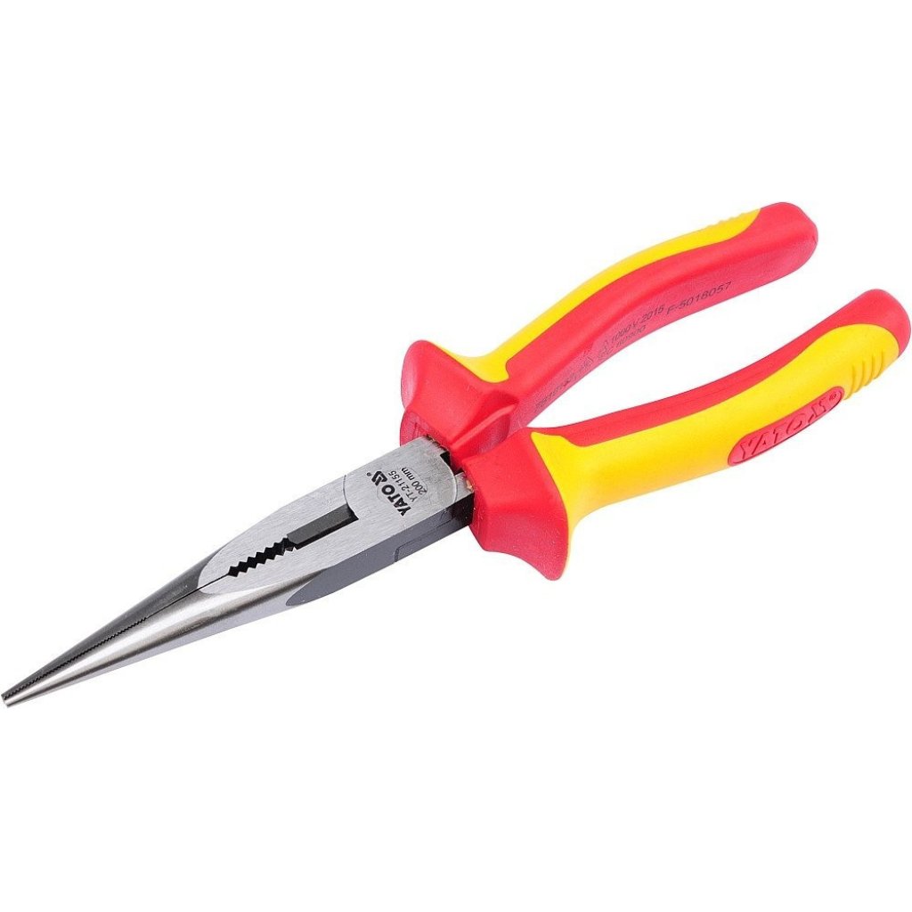 Prodloužené rovné půlkulaté kleště 200mm VDE (1000V) - YT-21155
