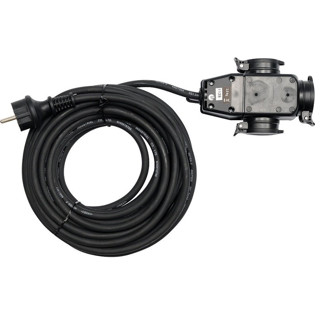 Prodlužovací kabel s gumovou izolací 20m, 3 zásuvky - YT-81162