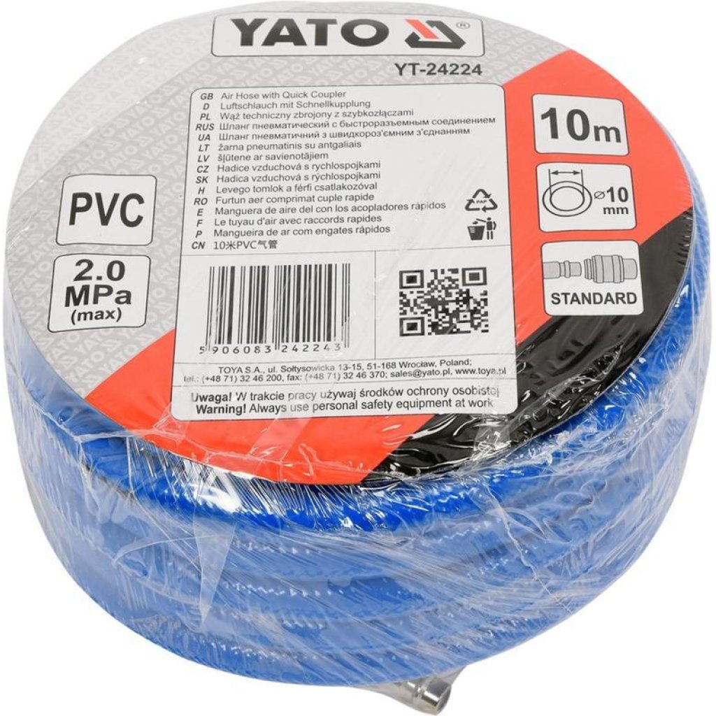 Profesionální vzduchová hadice, PVC, 10 mm, 10 m - YT-24224