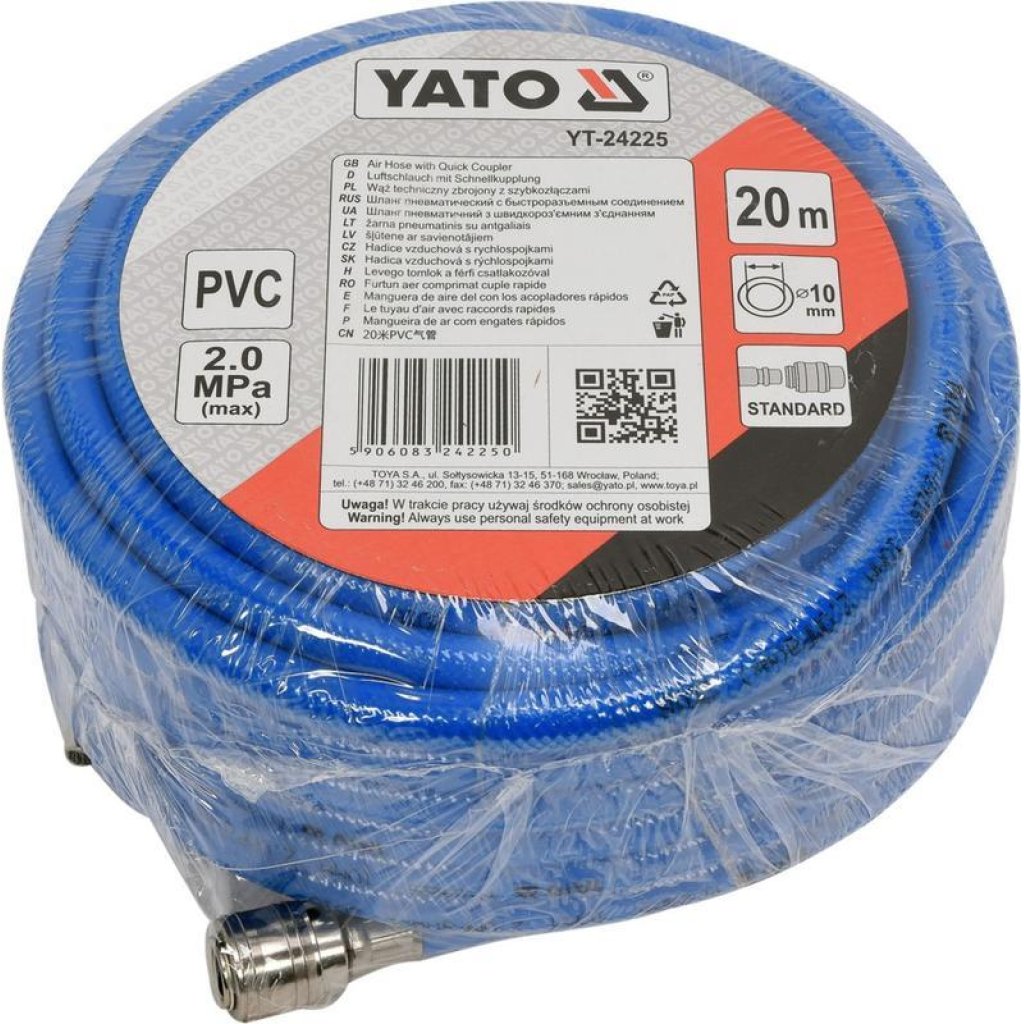 Profesionální vzduchová hadice, PVC, 10 mm, 20 m - YT-24225