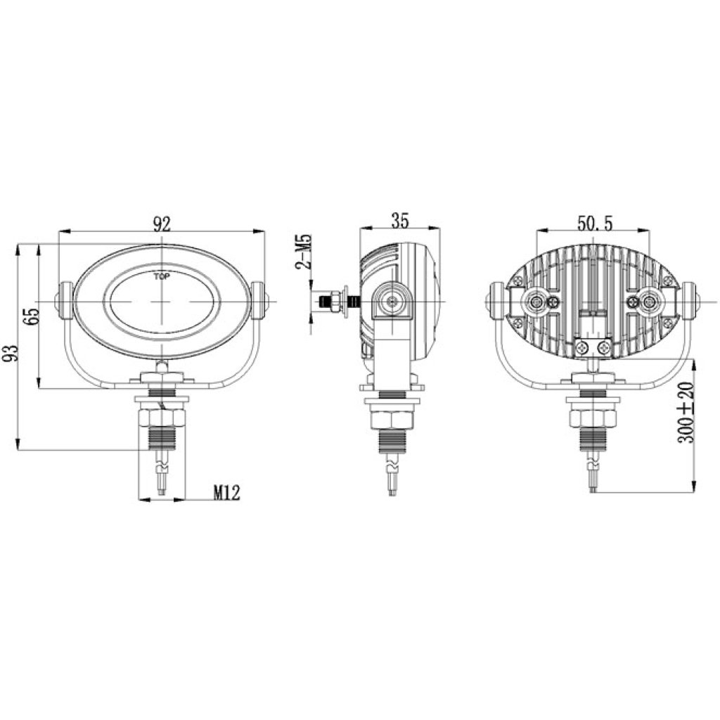 PROFI LED výstražné světlo 12-24V 3x3W bílý ECE R10 92x65mm