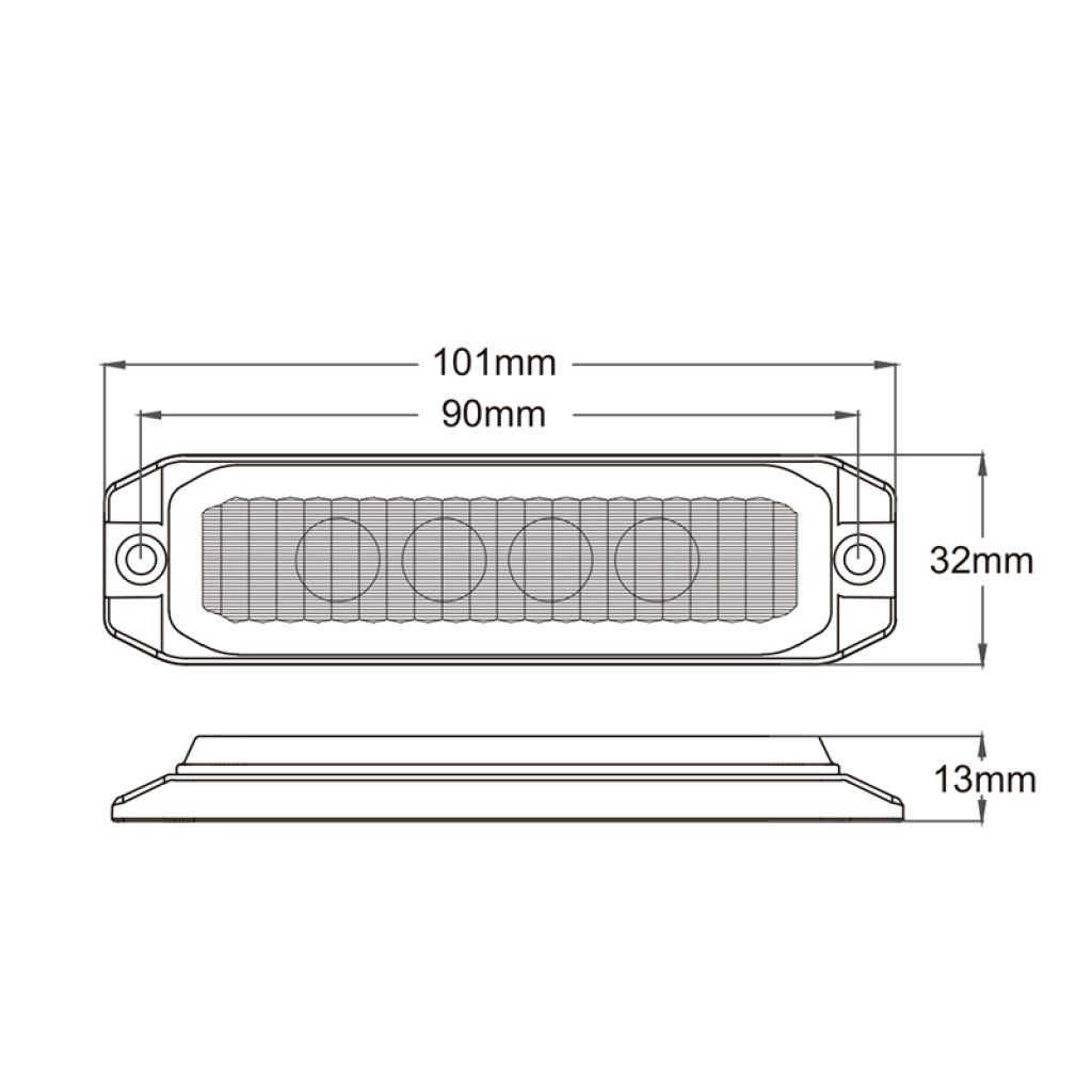 PROFI SLIM výstražné LED světlo vnější, oranžové, 12-24V, ECE R65