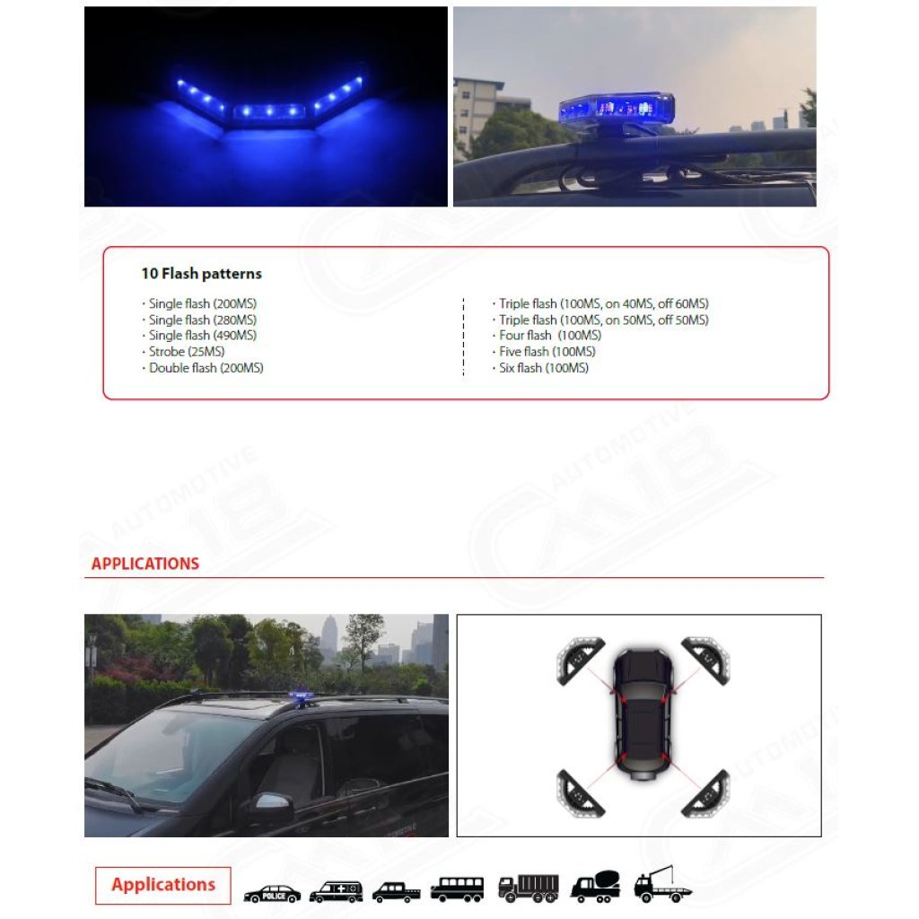 PROFI výstražné LED světlo vnější, červené, 12-24V, ECE R10