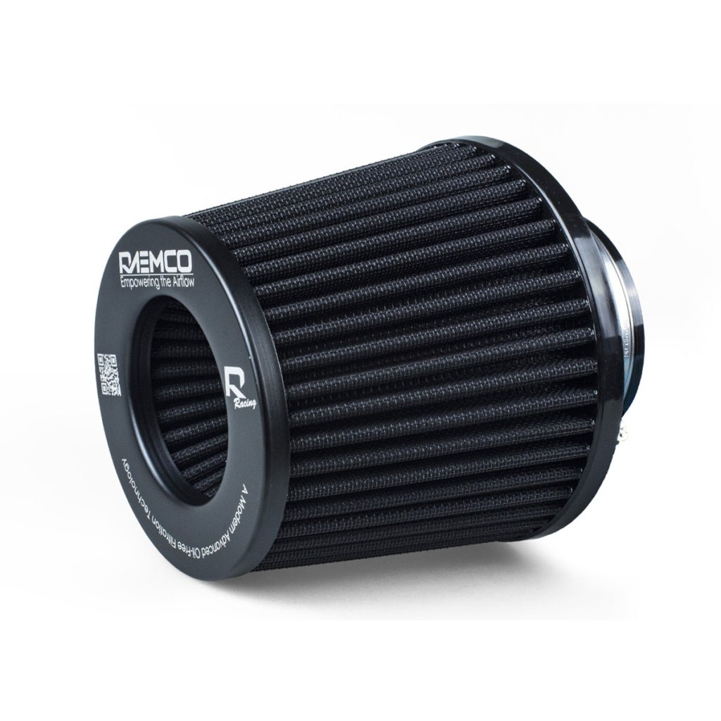 Raemco univerzální vzduchový filtr o délce 130 mm se vstupem 77 mm s možností redukce na 70 nebo 63 mm, barva: černá