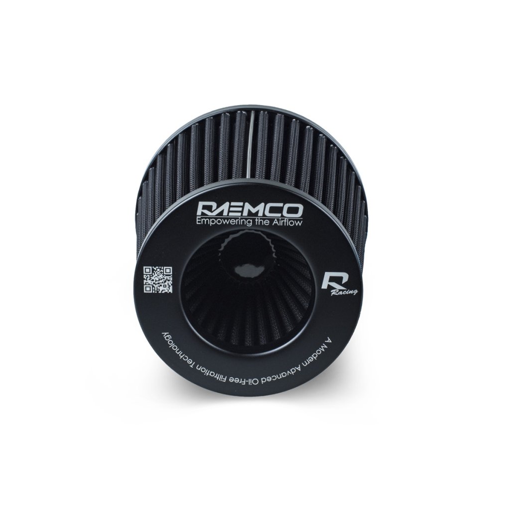 Raemco univerzální vzduchový filtr o délce 130 mm se vstupem 77 mm s možností redukce na 70 nebo 63 mm, barva: černá