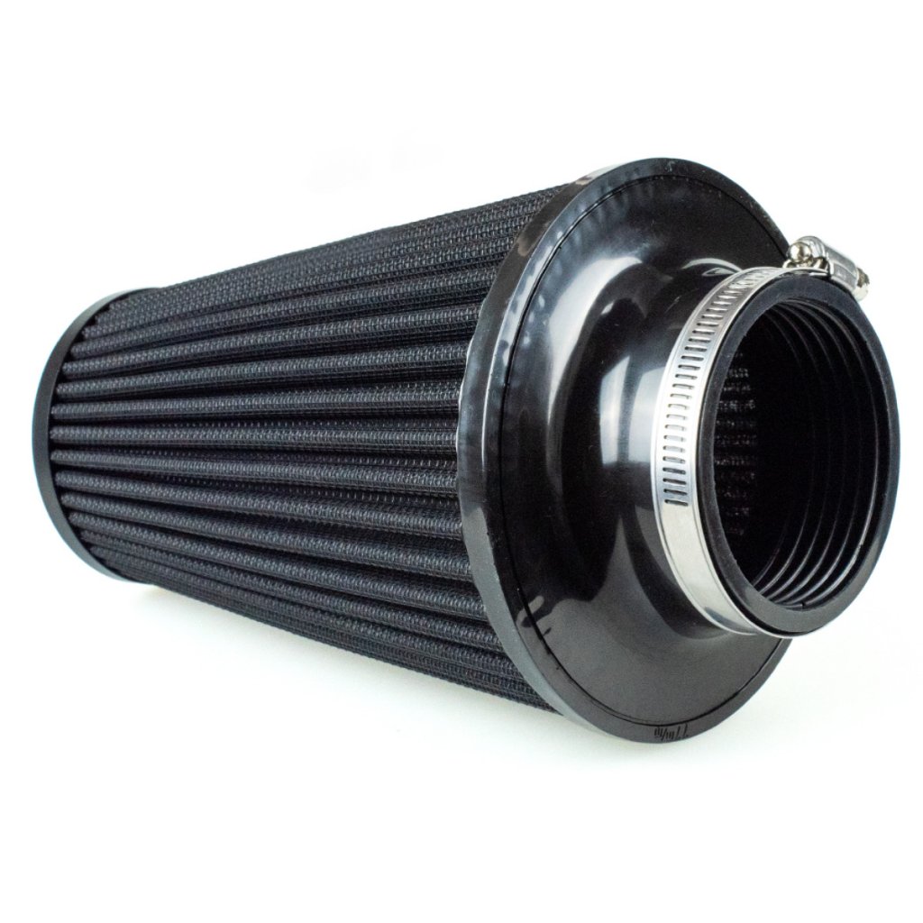 Raemco univerzální vzduchový filtr o délce 200 mm černý se vstupem 77 mm s možností redukce na 70 nebo 63 mm
