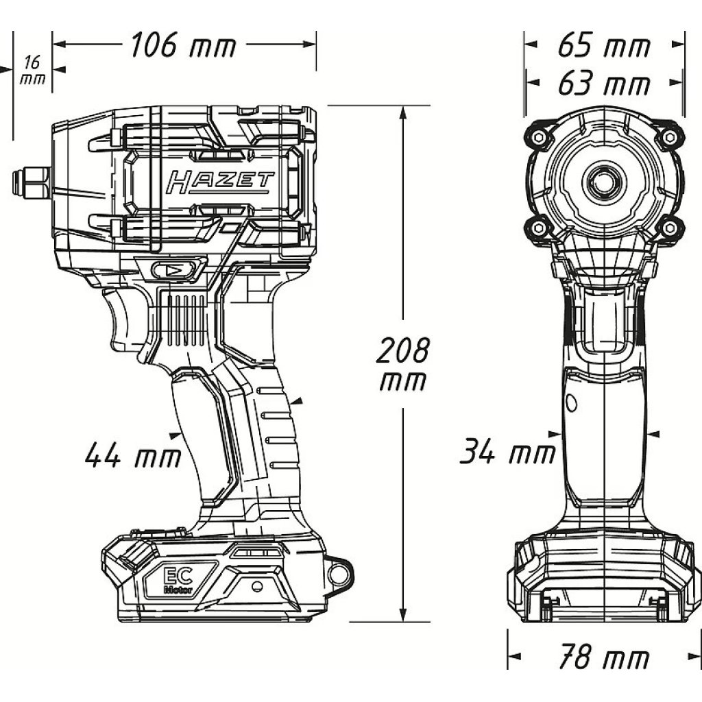 Rázový utahovák 1/2" se 2 Akumulátory 18V 5 Ah + nabíječka - HA265176