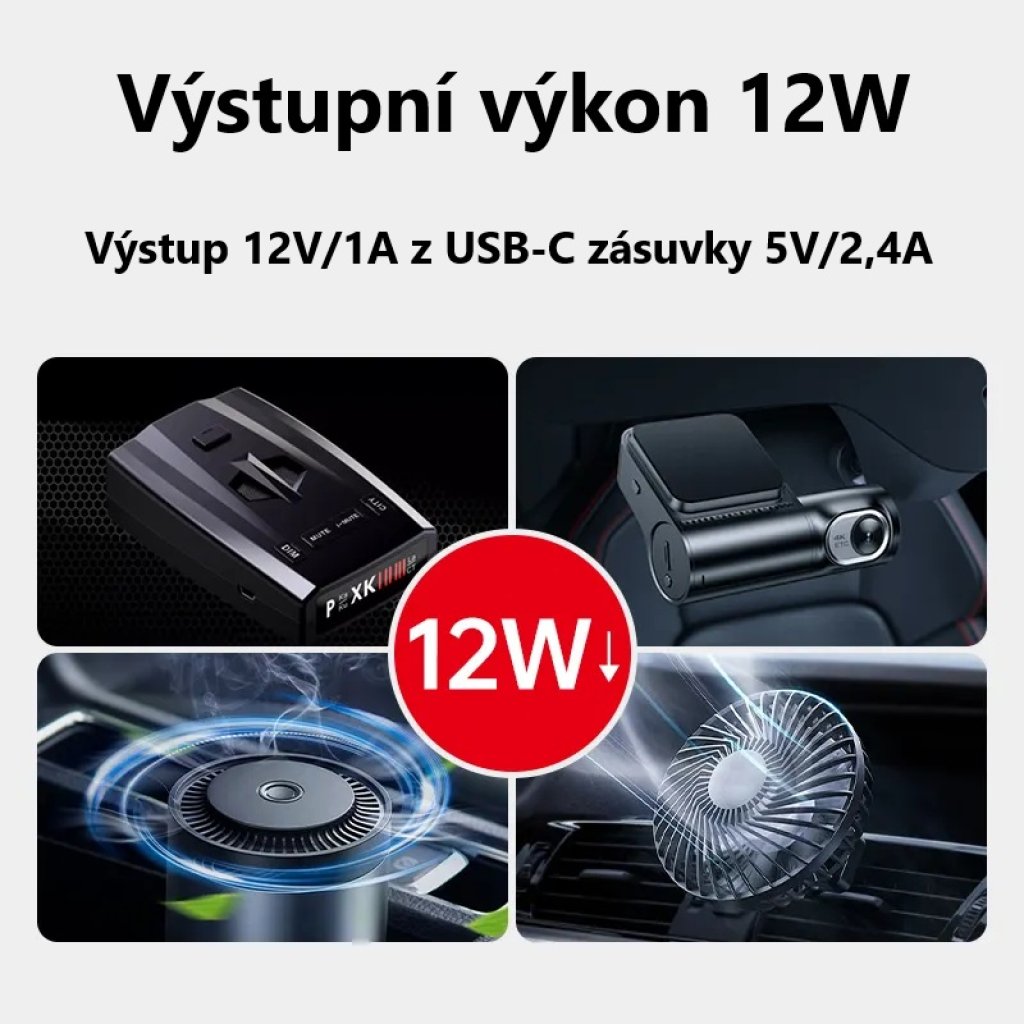 Redukce s měničem napětí USB-C/CL zásuvka - 5V/12V, 1A