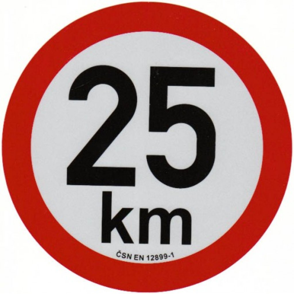 Reflexní samolepka omezení rychlosti 25km, prů.20cm