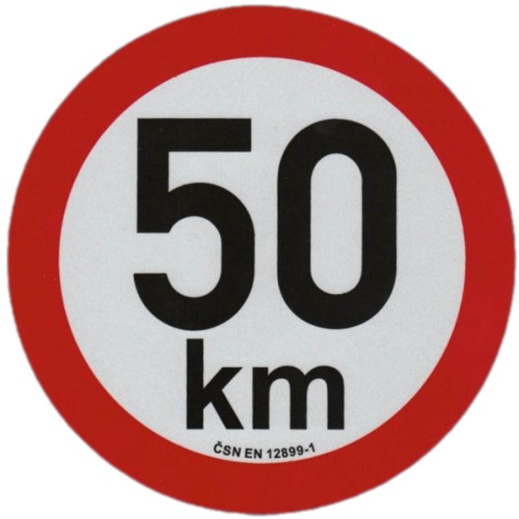 Reflexní samolepka omezení rychlosti 50km, prů. 20cm