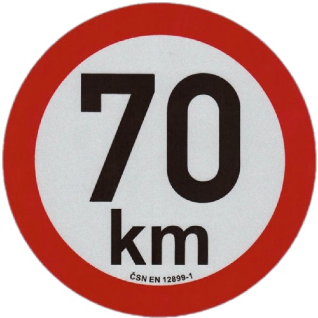 Reflexní samolepka omezení rychlosti 70km, prů. 20cm