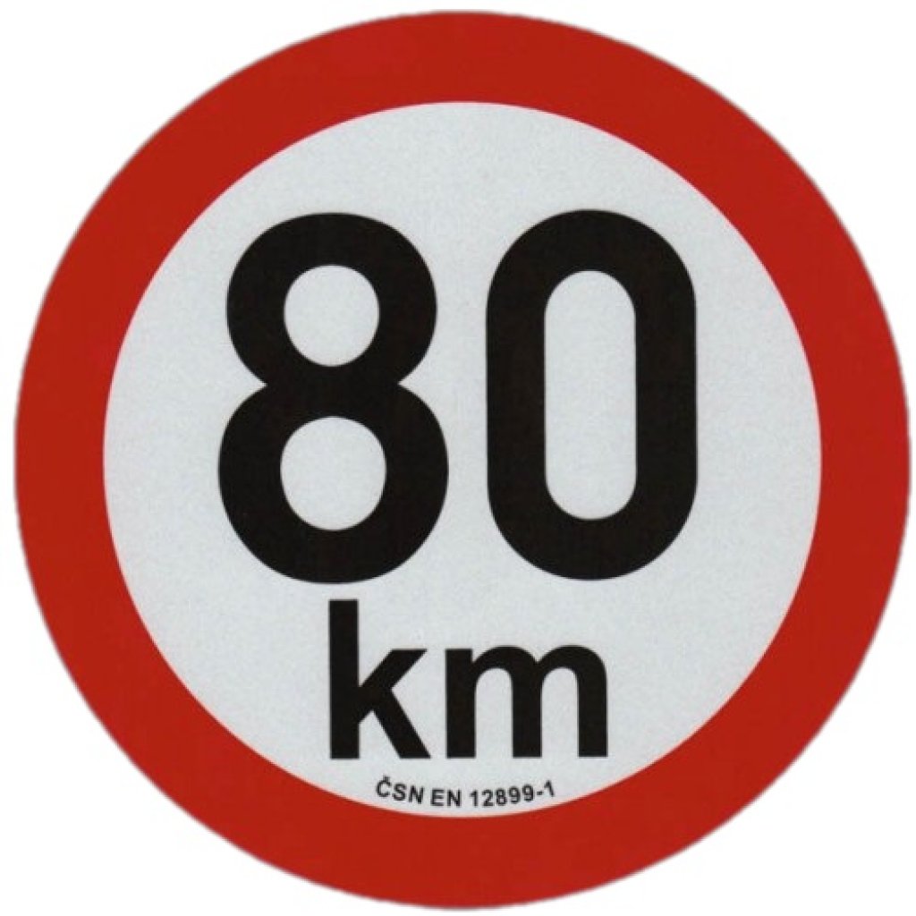 Reflexní samolepka omezení rychlosti 80km, prů. 20cm