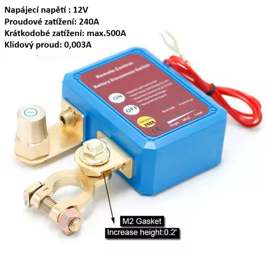 Relé pro spínání baterie 12-24V/240A, dálkové ovládání