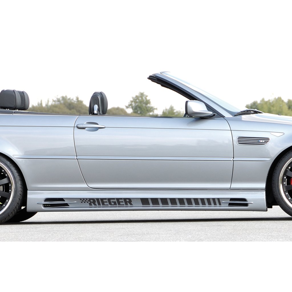 Rieger boční práh (175mm) mont. strana pravá pro BMW řada 3 E46, E46 M3 compact, kabriolet, kupé, sedan vč. faceliftu, r.v. 02/02-, 02/98-12/01, 06/00-, plast ABS bez povrchové úpravy, s prolisem, s prolisem a dvěma výřezy
