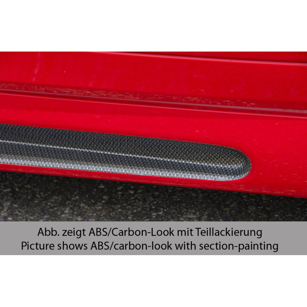 Rieger boční práh 3-dvéř. mont. strana levá pro Opel Astra G 3-dvéř., fastback, hatchback, notchback, plast ABS s povrchovou úpravou Carbon-Look, s prolisem a výřezem