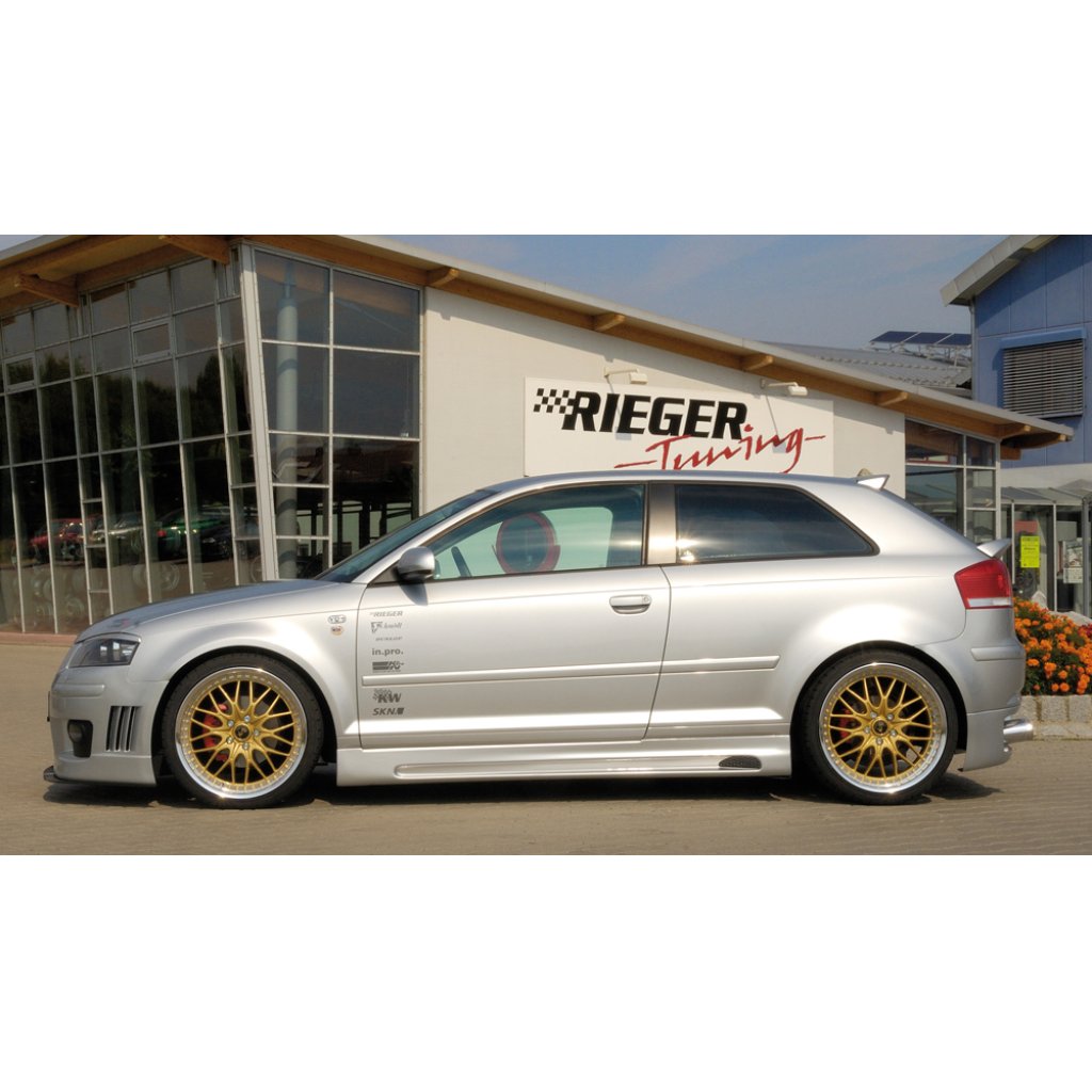 Rieger boční práh mont. strana levá pro Audi A3 8P 3-dvéř., plast ABS bez povrchové úpravy, s prolisem a výřezem