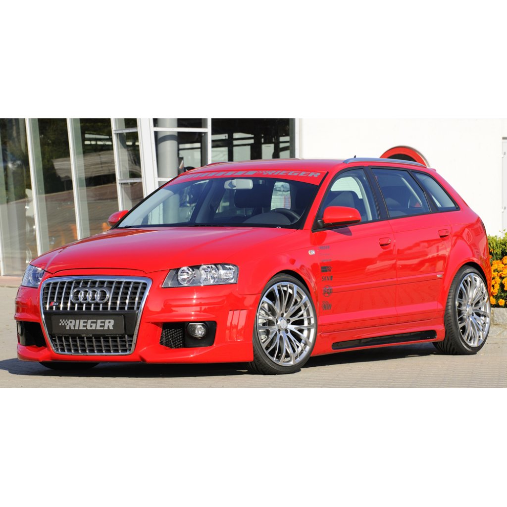 Rieger boční práh mont. strana levá pro Audi A3 8P 5-dvéř., Sportback, plast ABS s povrchovou úpravou Carbon-Look, s prolisem a výřezem
