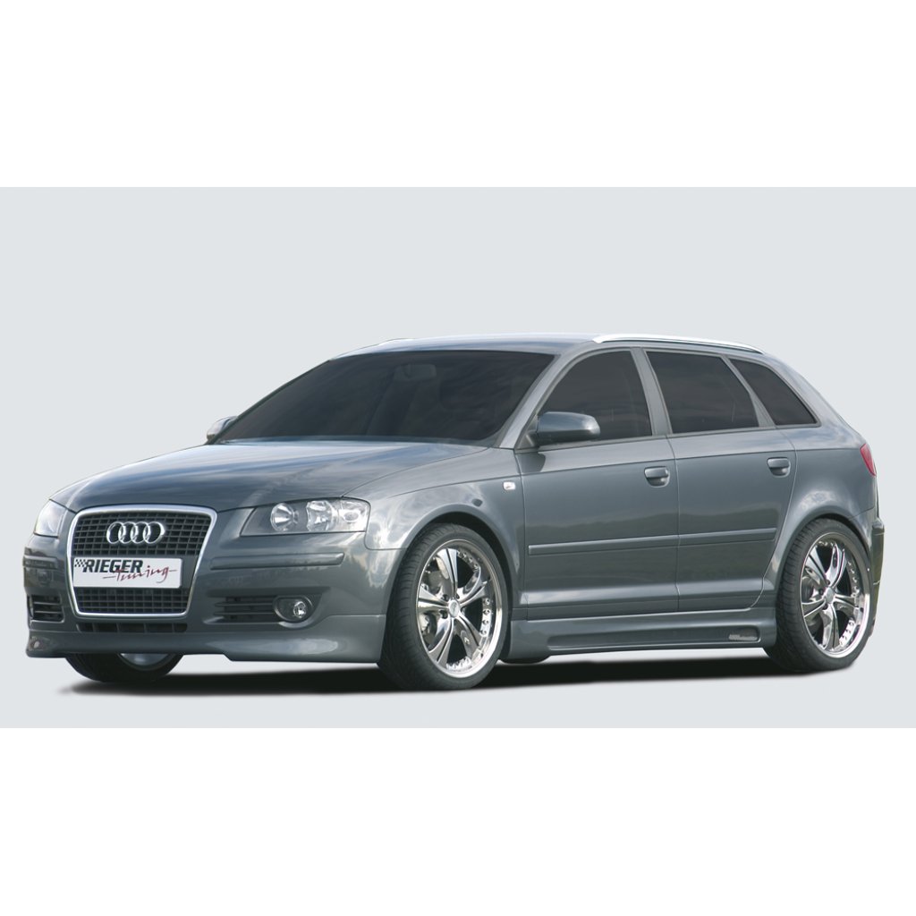 Rieger boční práh mont. strana levá pro Audi A3 8P 5-dvéř., Sportback, r.v. 03/03-, plast ABS bez povrchové úpravy, s prolisem a výřezem