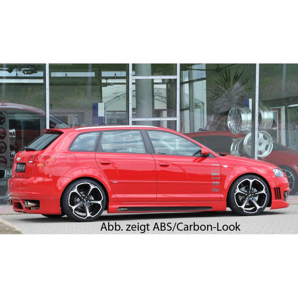 Rieger boční práh mont. strana levá pro Audi A3 8P 5-dvéř., Sportback, r.v. 03/03-, plast ABS bez povrchové úpravy, s prolisem a výřezem