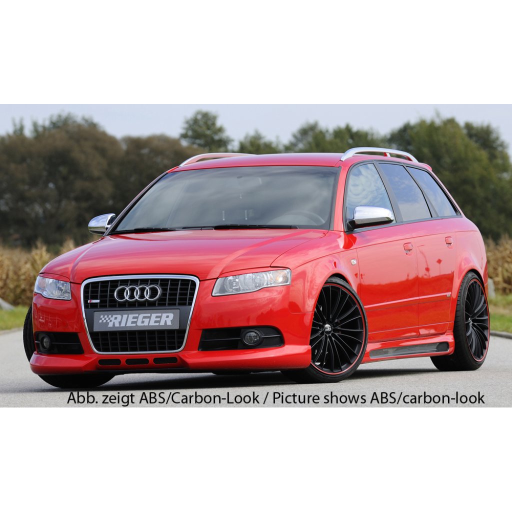 Rieger boční práh mont. strana levá pro Audi A4 8E avant, sedan po faceliftu, r.v. 11/00-10/04, 11/04-, plast ABS bez povrchové úpravy, s prolisem a výřezem