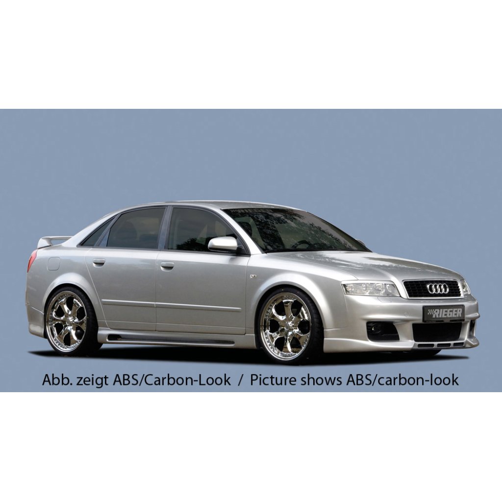 Rieger boční práh mont. strana levá pro Audi A4 8E avant, sedan po faceliftu, r.v. 11/00-10/04, 11/04-, plast ABS bez povrchové úpravy, s prolisem a výřezem