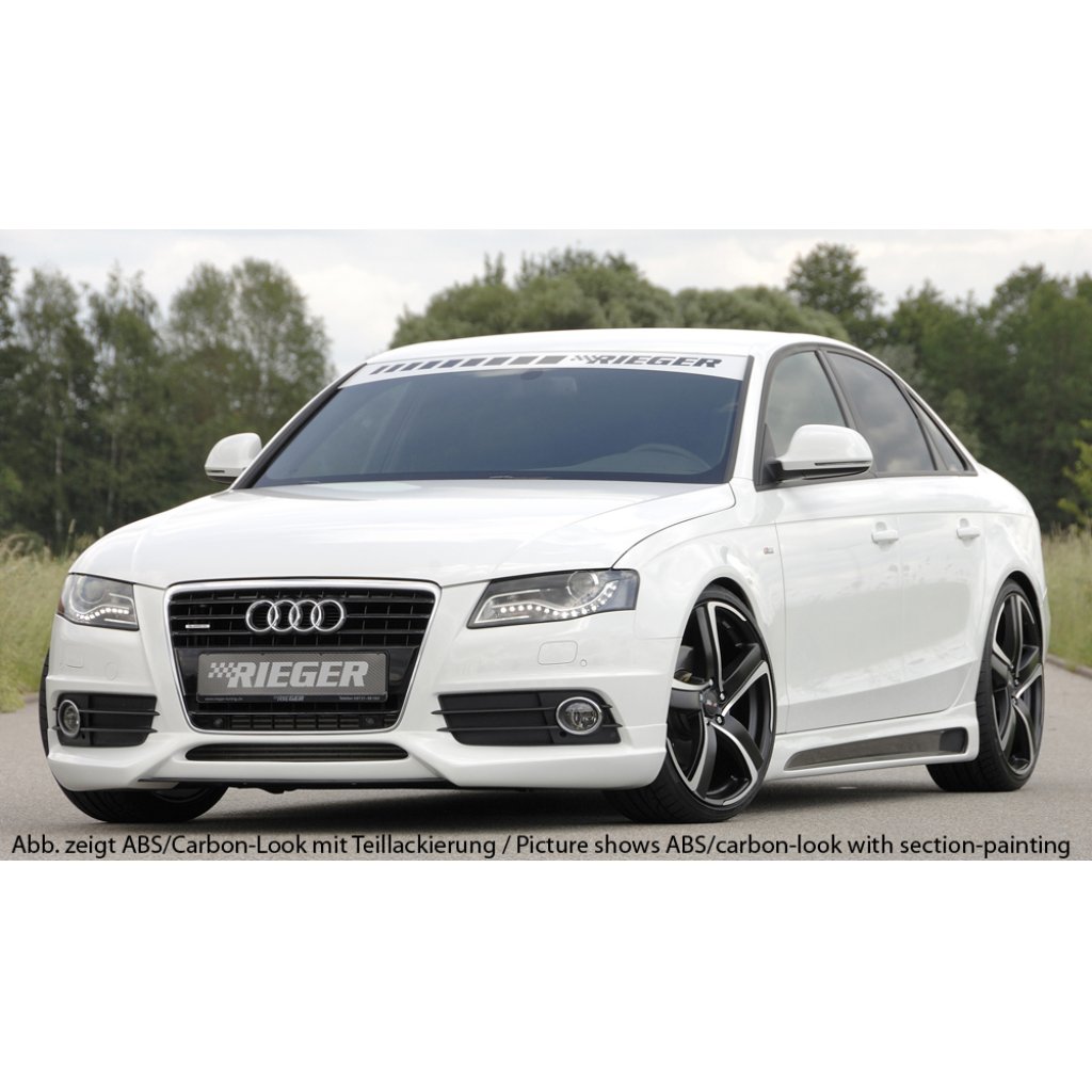 Rieger boční práh mont. strana levá pro Audi A4 S4 B8, B81 avant, sedan, r.v. 11/08-, plast ABS bez povrchové úpravy, s prolisem a výřezem