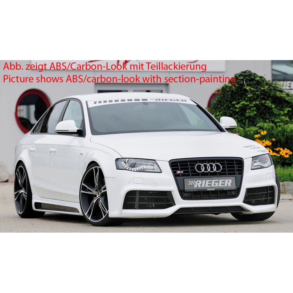 Rieger boční práh mont. strana levá pro Audi A4 S4 B8, B81 avant, sedan, r.v. 11/08-, plast ABS bez povrchové úpravy, s prolisem a výřezem