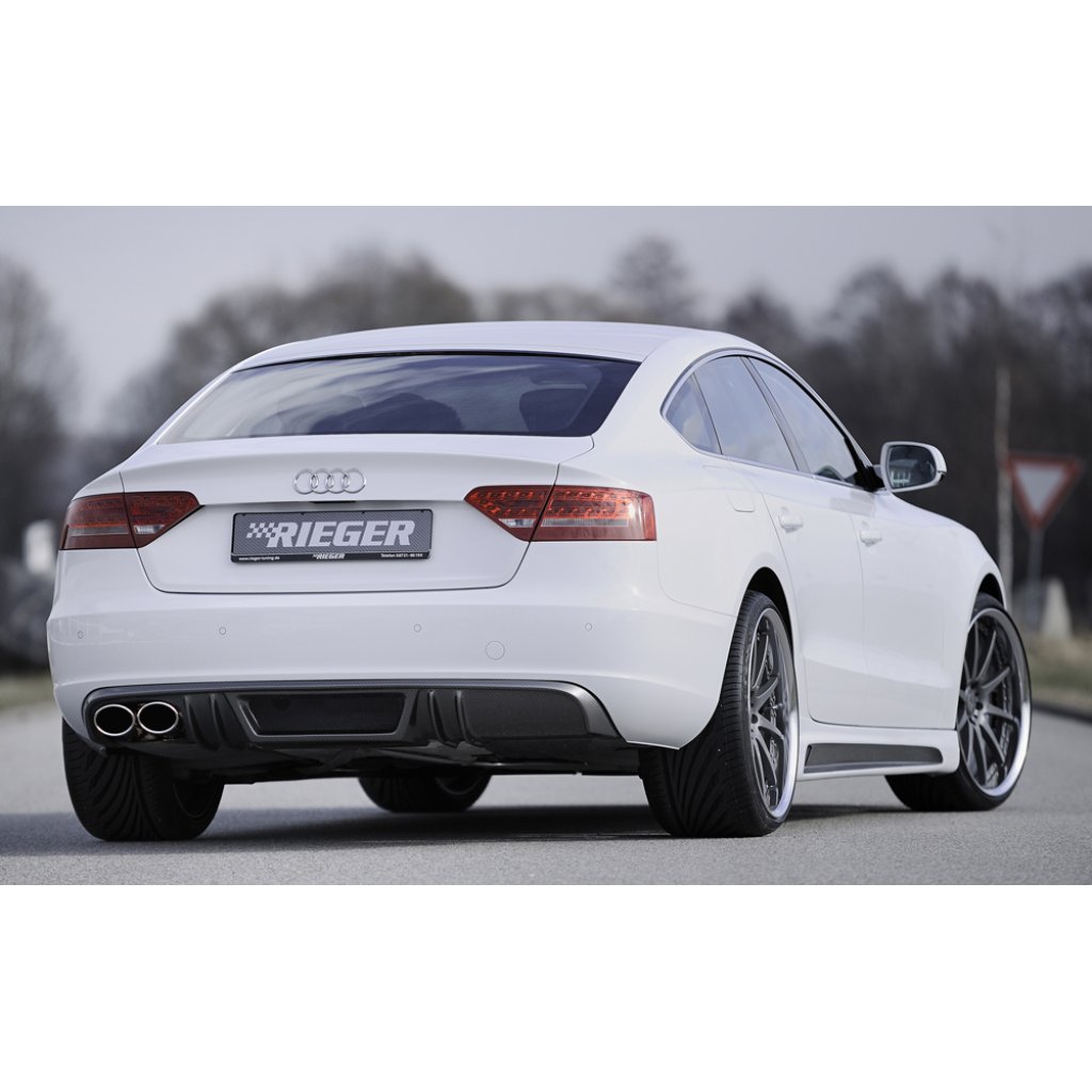 Rieger boční práh mont. strana levá pro Audi A5 B8, B81 Sportback vč. faceliftu, r.v. 06/07-07/11, 10/11-06/16, plast ABS s povrchovou úpravou Carbon-Look, s prolisem a výřezem