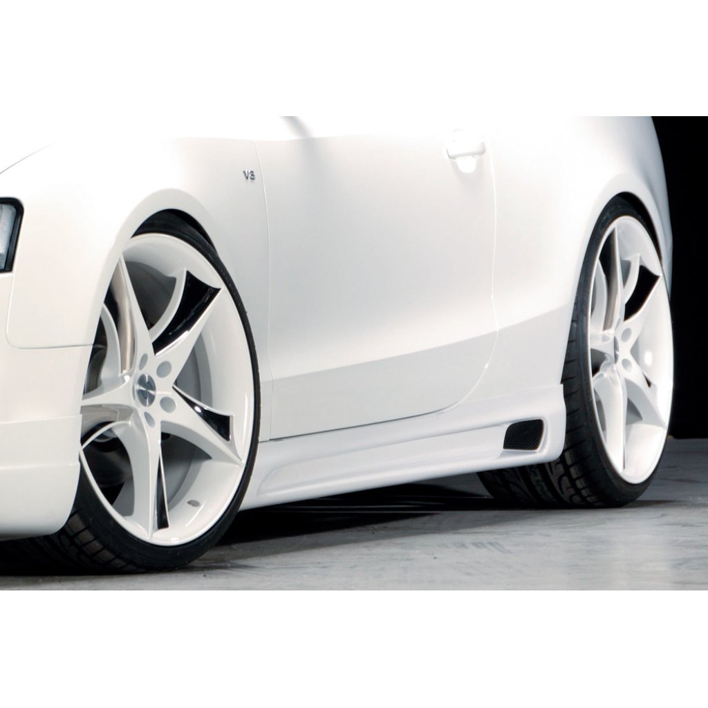 Rieger boční práh mont. strana levá pro Audi A5 S5 B8, B81 kabriolet, kupé vč. faceliftu, r.v. 06/07-07/11, 10/11-06/16, plast ABS bez povrchové úpravy, s prolisem a výřezem