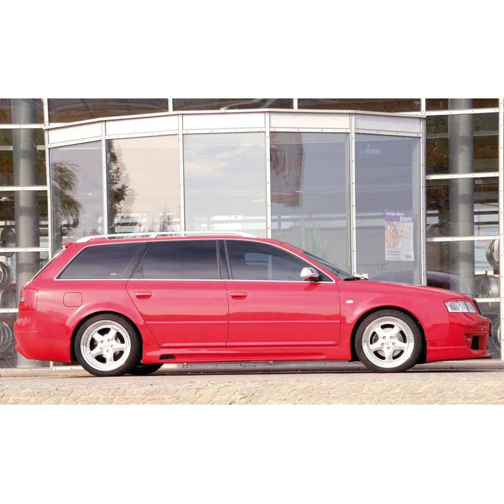 Rieger boční práh mont. strana levá pro Audi A6 4B avant, sedan vč. faceliftu, r.v. 01/97-06/01, 07/01-, plast ABS bez povrchové úpravy, s prolisem a výřezem