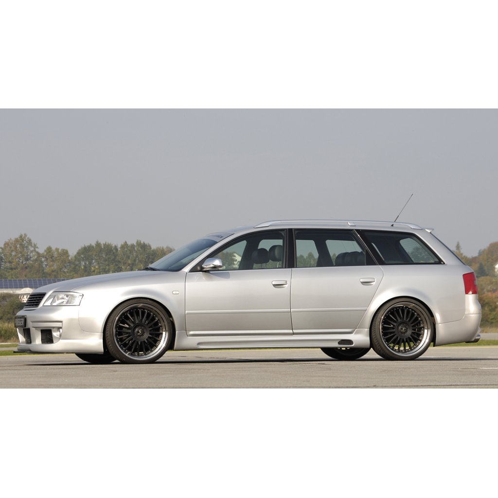 Rieger boční práh mont. strana levá pro Audi A6 4B avant, sedan vč. faceliftu, r.v. 01/97-06/01, 07/01-, plast ABS bez povrchové úpravy, s prolisem a výřezem