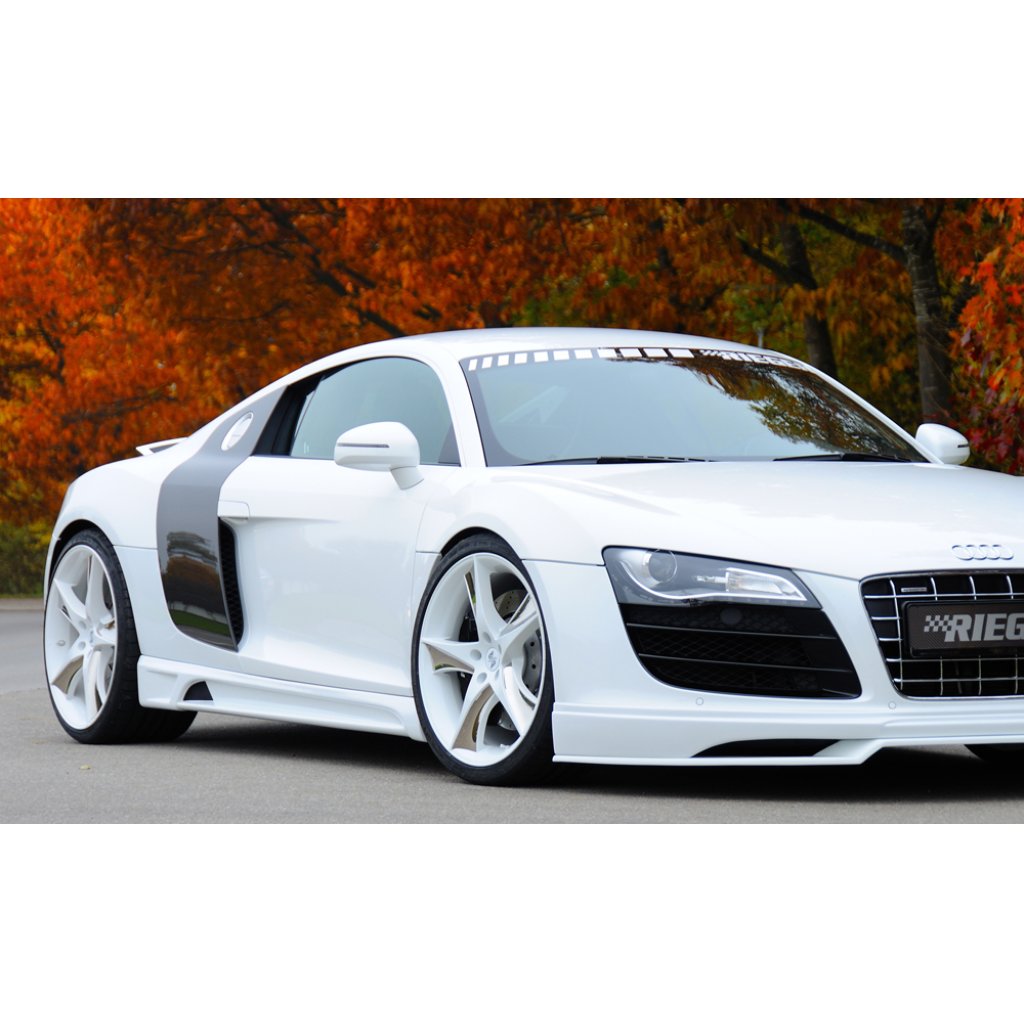 Rieger boční práh mont. strana levá pro Audi R8 42 kupé, spyder, r.v. 04/07-, plast ABS bez povrchové úpravy, s prolisem a výřezem