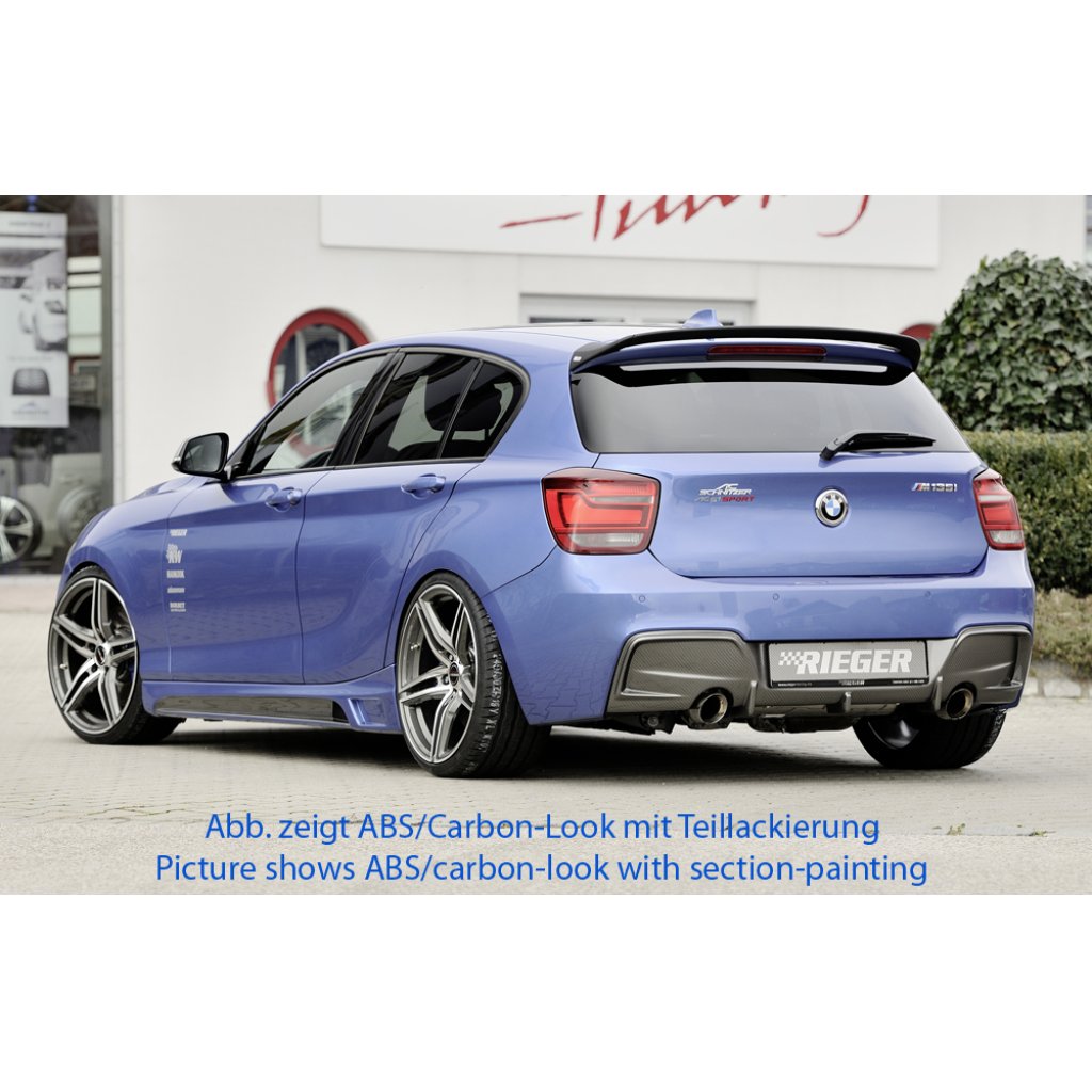 Rieger boční práh mont. strana levá pro BMW řada 1 F20 sedan / 4-dvéř. vč. faceliftu, r.v. 05/2015-, 09/11-03/2015, plast ABS bez povrchové úpravy, s prolisem a výřezem