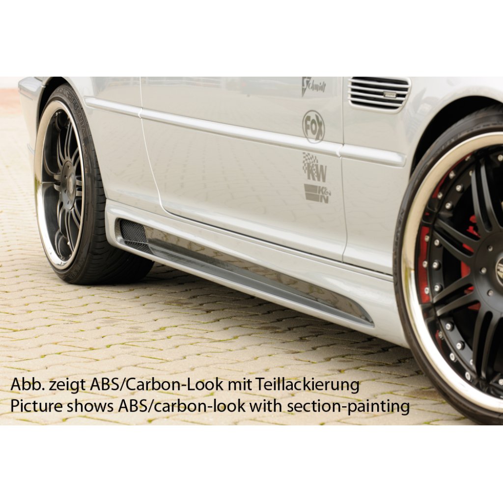 Rieger boční práh mont. strana levá pro BMW řada 3 E46, E46 M3 compact, kabriolet, kupé, sedan vč. faceliftu, r.v. 02/02-, 02/98-12/01, 06/00-, plast ABS bez povrchové úpravy, s prolisem a výřezem