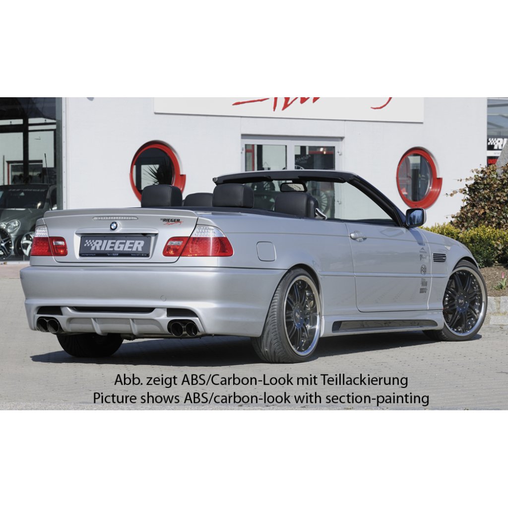 Rieger boční práh mont. strana levá pro BMW řada 3 E46, E46 M3 compact, kabriolet, kupé, sedan vč. faceliftu, r.v. 02/02-, 02/98-12/01, 06/00-, plast ABS bez povrchové úpravy, s prolisem a výřezem