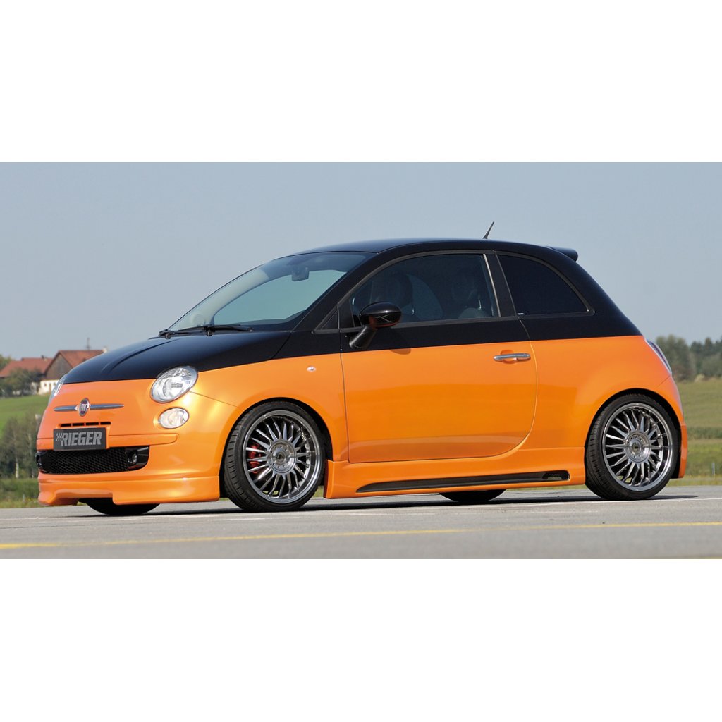 Rieger boční práh mont. strana levá pro Fiat 500 312 2-dvéř., r.v. 10/07-, plast ABS bez povrchové úpravy, s prolisem a výřezem