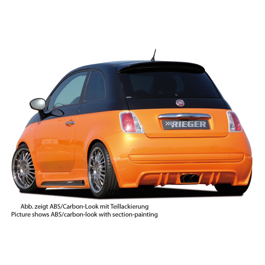 Rieger boční práh mont. strana levá pro Fiat 500 312 2-dvéř., r.v. 10/07-, plast ABS bez povrchové úpravy, s prolisem a výřezem