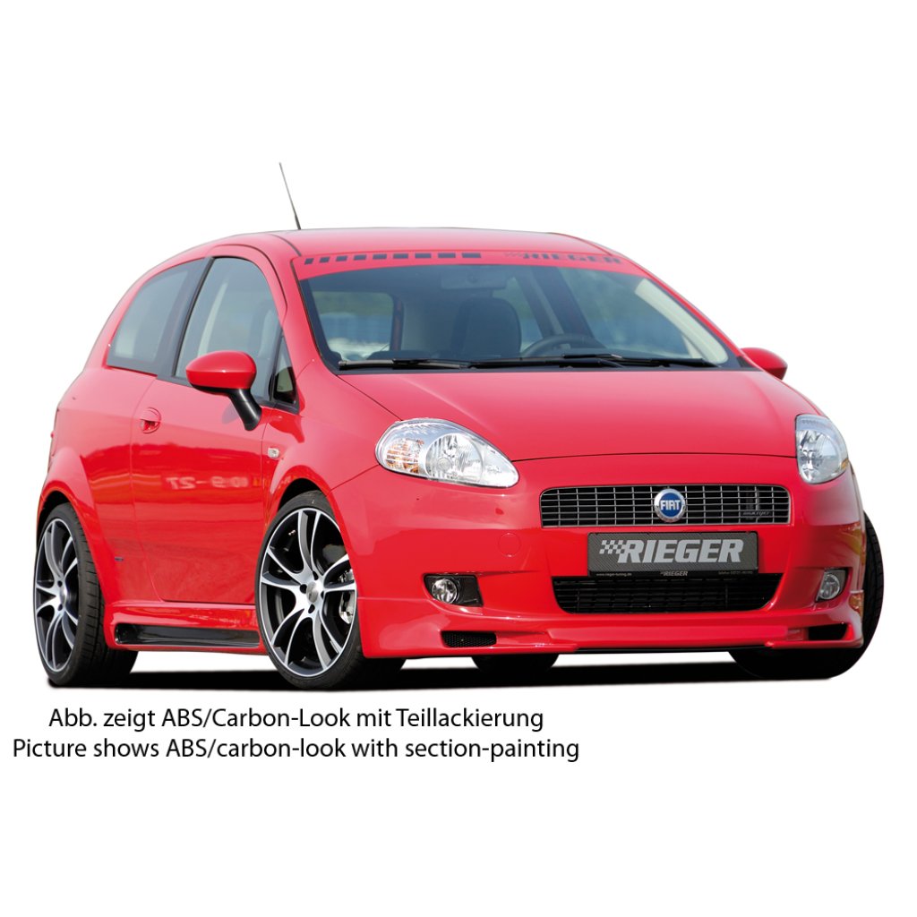 Rieger boční práh mont. strana levá pro Fiat Grande Punto 199 3-dvéř., 5-dvéř., r.v. 10/05-, plast ABS bez povrchové úpravy, s prolisem a výřezem