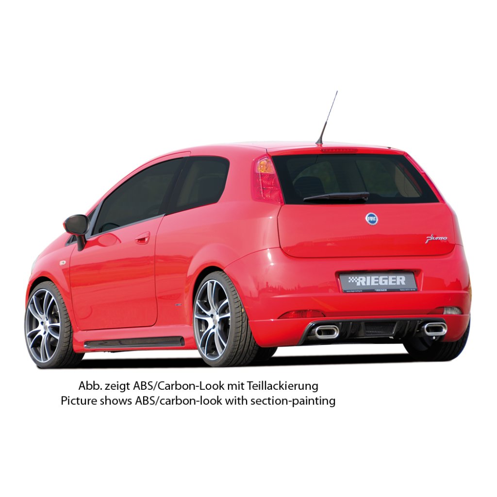 Rieger boční práh mont. strana levá pro Fiat Grande Punto 199 3-dvéř., 5-dvéř., r.v. 10/05-, plast ABS s povrchovou úpravou Carbon-Look, s prolisem a výřezem