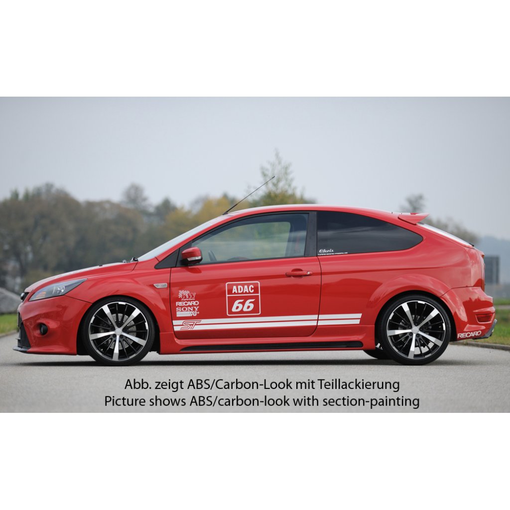 Rieger boční práh mont. strana levá pro Ford Focus 2 vč. ST 3-dvéř. vč. faceliftu, r.v. 02/08-01/11, 07/04-01/08, 10/05-01/08, plast ABS bez povrchové úpravy, s prolisem a výřezem