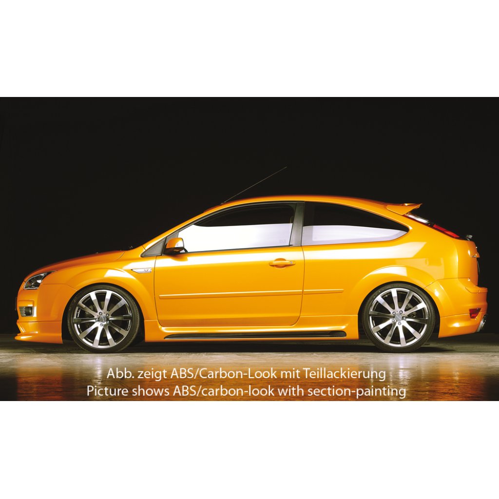 Rieger boční práh mont. strana levá pro Ford Focus 2 vč. ST 3-dvéř. vč. faceliftu, r.v. 02/08-01/11, 07/04-01/08, 10/05-01/08, plast ABS bez povrchové úpravy, s prolisem a výřezem