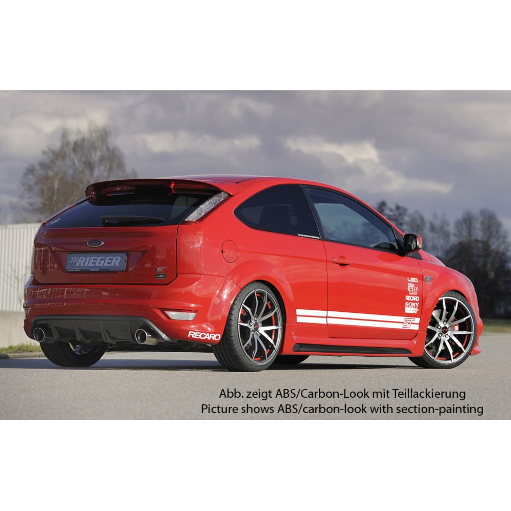 Rieger boční práh mont. strana levá pro Ford Focus 2 vč. ST 3-dvéř. vč. faceliftu, r.v. 02/08-01/11, 07/04-01/08, 10/05-01/08, plast ABS bez povrchové úpravy, s prolisem a výřezem