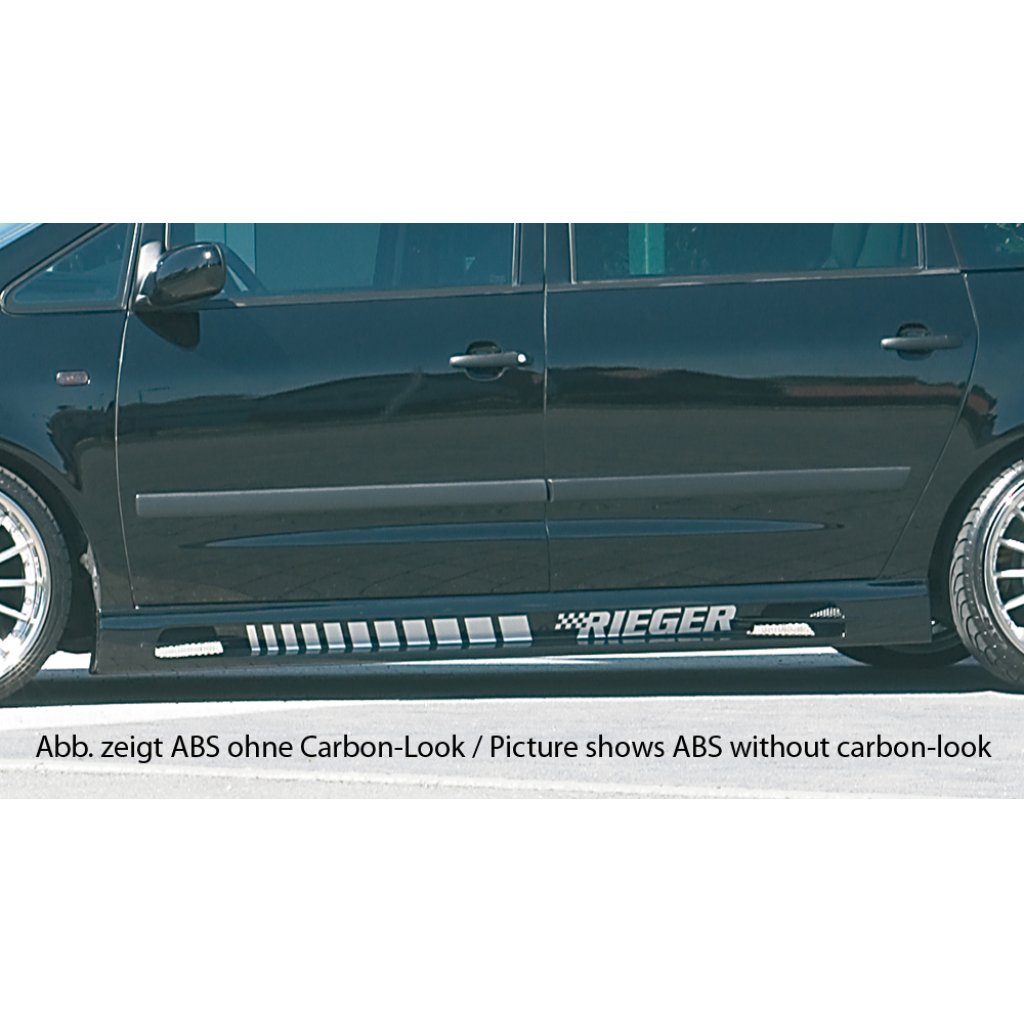 Rieger boční práh mont. strana levá pro Ford Galaxy WGR van (model od r.v. 2000), r.v. 04/00-, plast ABS s povrchovou úpravou Carbon-Look, s prolisem, s prolisem a dvěma výřezy