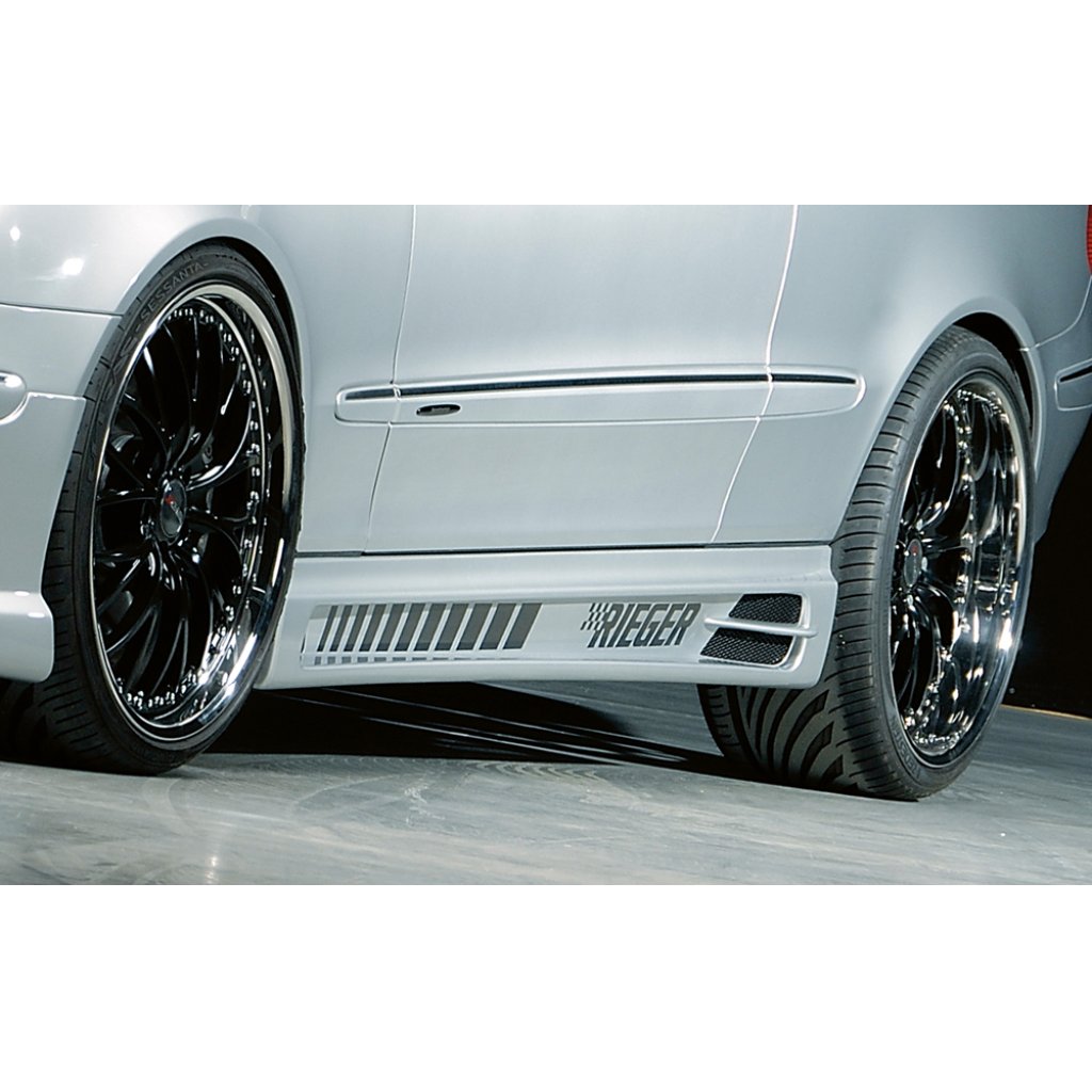 Rieger boční práh mont. strana levá pro Mercedes CLK W209 kabriolet, kupé vč. faceliftu, r.v. 00/02-06/04, 07/04-, plast ABS bez povrchové úpravy, s prolisem, s prolisem a dvěma výřezy