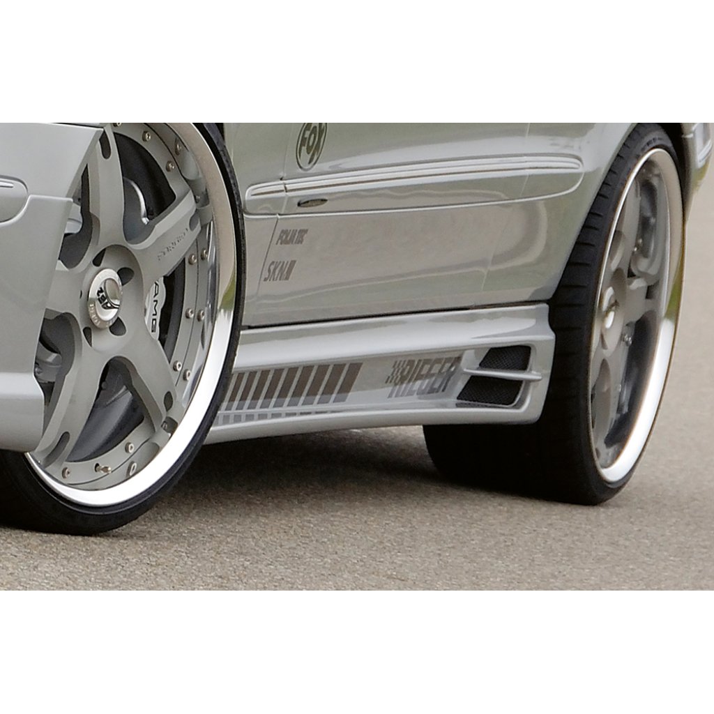 Rieger boční práh mont. strana levá pro Mercedes CLK W209 kabriolet, kupé vč. faceliftu, r.v. 00/02-06/04, 07/04-, plast ABS bez povrchové úpravy, s prolisem, s prolisem a dvěma výřezy