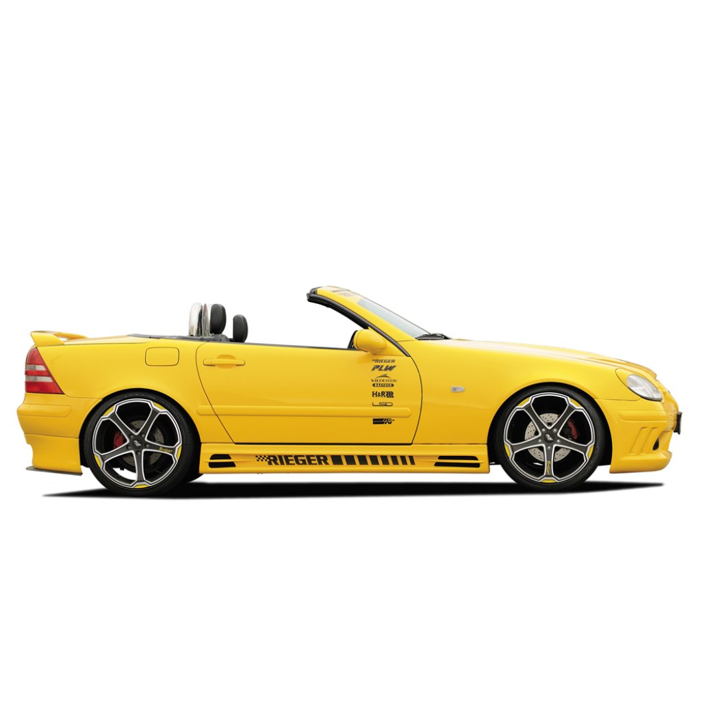 Rieger boční práh mont. strana levá pro Mercedes SLK R170, r.v. 01/01-, 09/96-12/00, plast ABS bez povrchové úpravy, s prolisem, s prolisem a dvěma výřezy