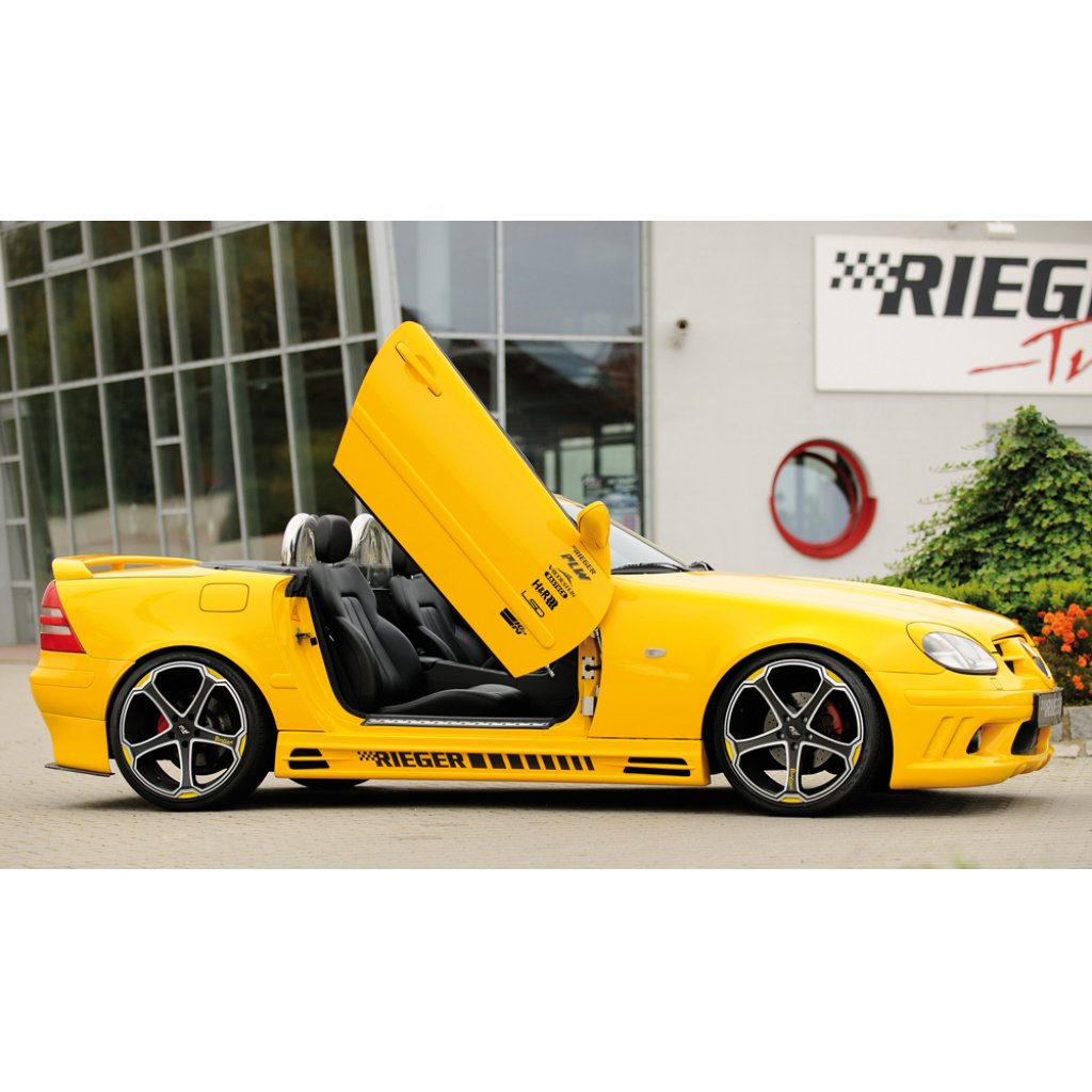 Rieger boční práh mont. strana levá pro Mercedes SLK R170, r.v. 01/01-, 09/96-12/00, plast ABS bez povrchové úpravy, s prolisem, s prolisem a dvěma výřezy