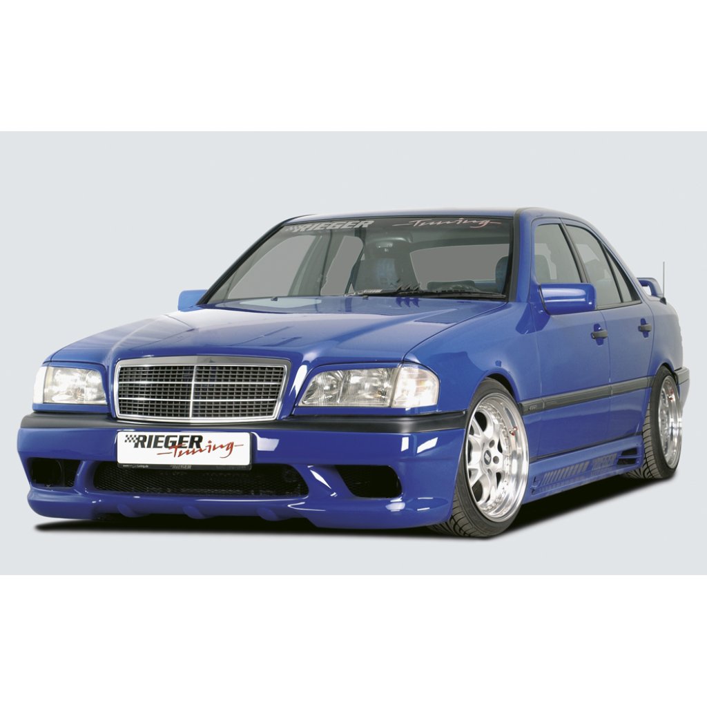 Rieger boční práh mont. strana levá pro Mercedes třída C W202 sedan, t-model vč. faceliftu, r.v. 00/93-06/97, 07/97-, plast ABS bez povrchové úpravy, s prolisem, s prolisem a dvěma výřezy